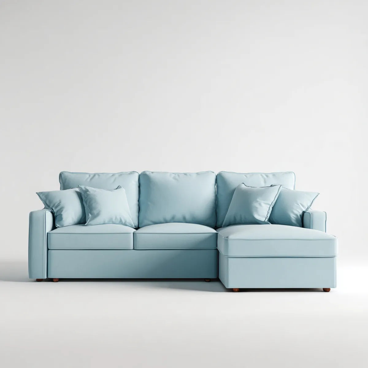 Canapé d'angle 3 places avec méridienne droite bleu clair 230 x 150 x 85 cm en polyester forme L