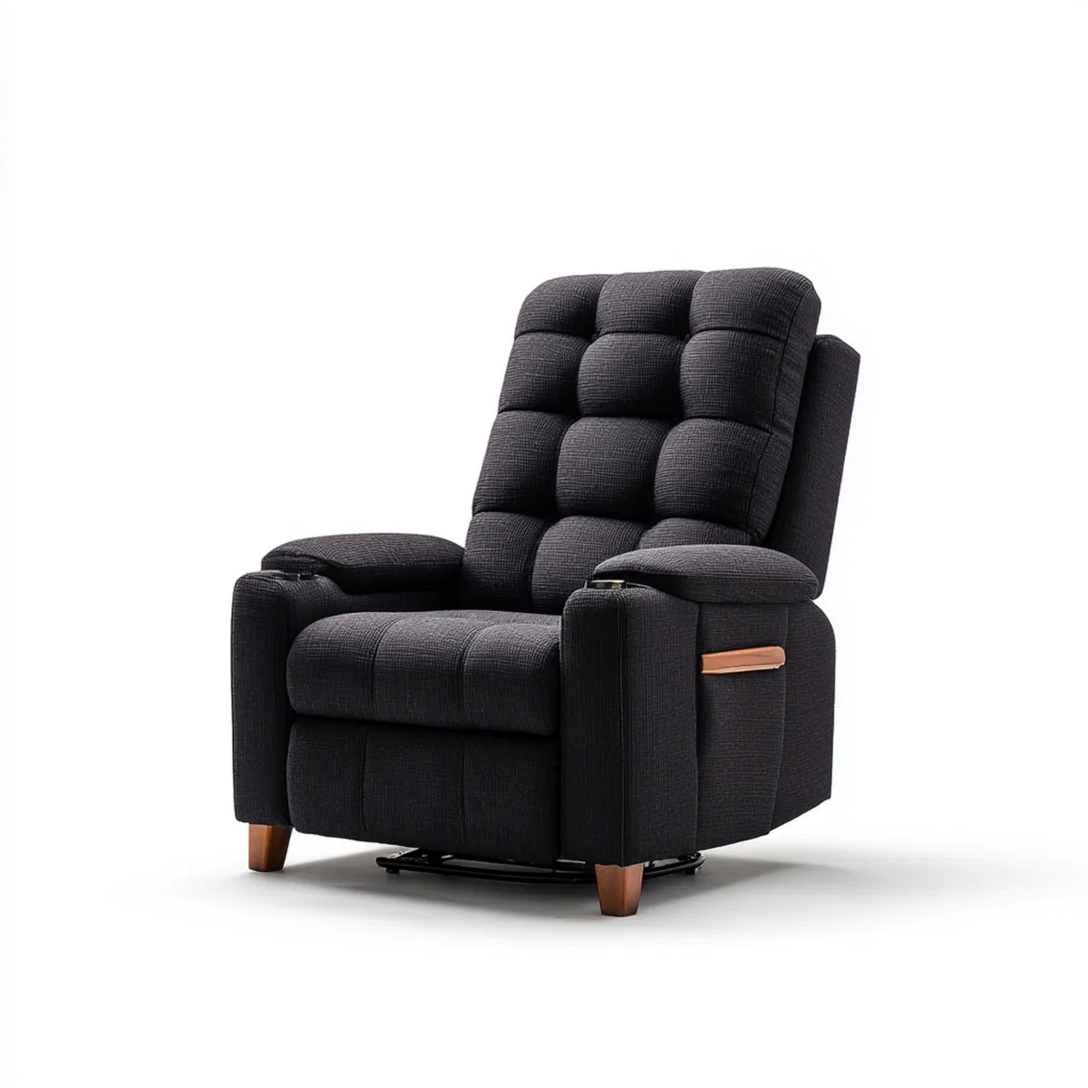 Fauteuil relax inclinable manuel noir en polyester 90 x 95 x 105 cm avec repose-pieds