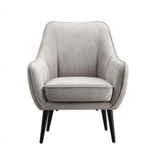 Fauteuil de salon gris clair en velours de polyester avec accoudoirs 72 x 76 x 92 cm