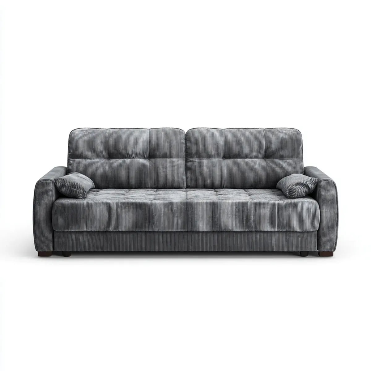 Canapé droit 3 places gris en velours côtelé polyester rectangulaire 210 x 90 x 88 cm