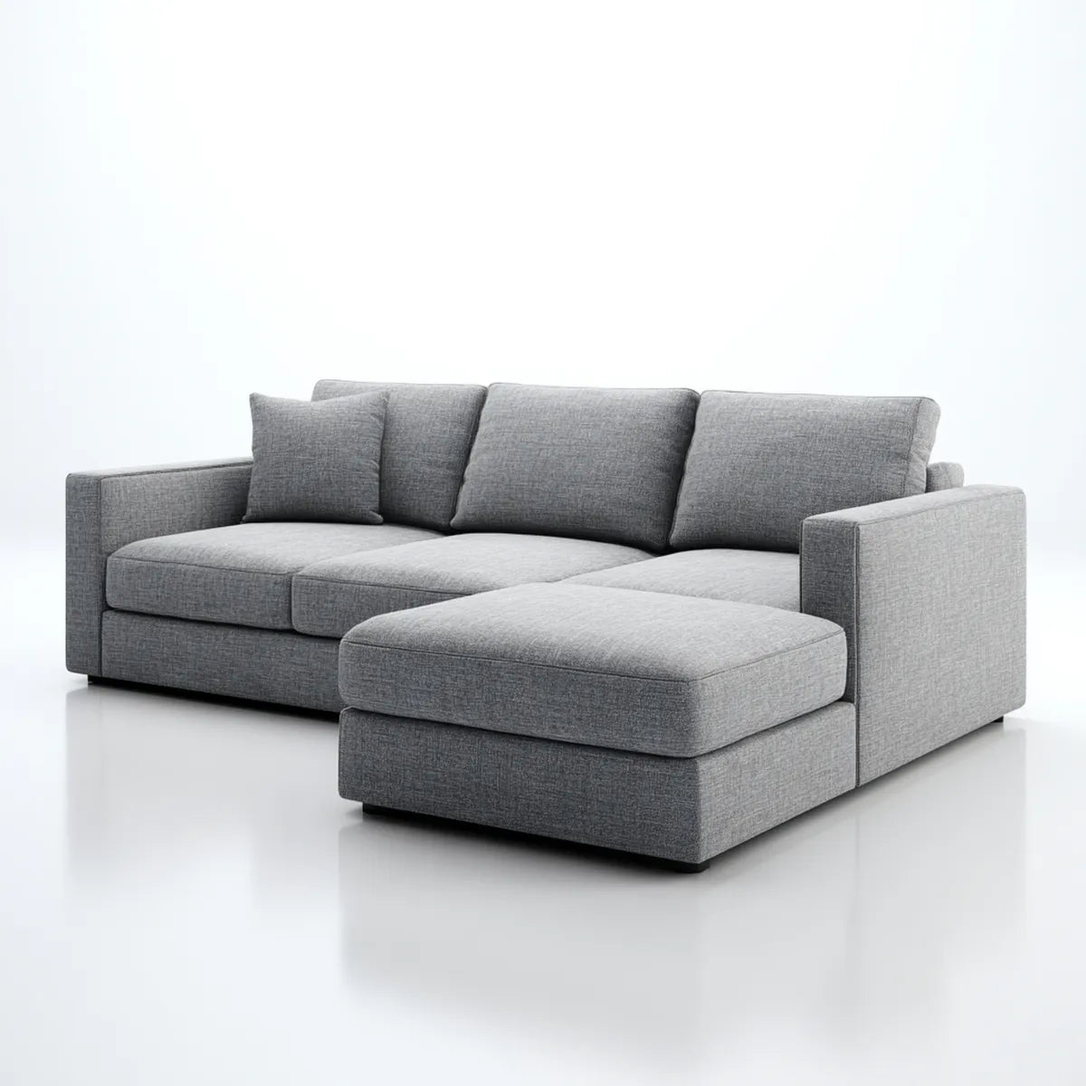 Canapé d'angle 3 places avec méridienne droite gris en polyester 250 x 160 x 85 cm