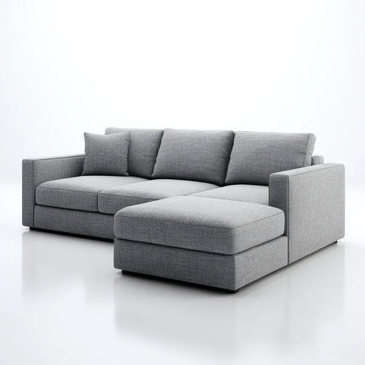 Canapé d'angle 3 places avec méridienne droite gris en polyester 250 x 160 x 85 cm