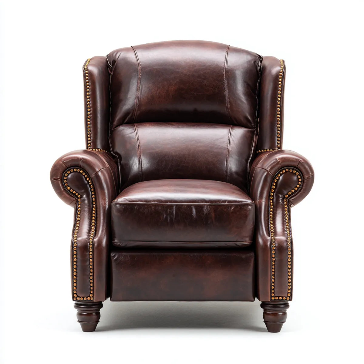 Fauteuil club marron 100 x 90 x 105 cm en cuir synthétique PU à accoudoirs roulés