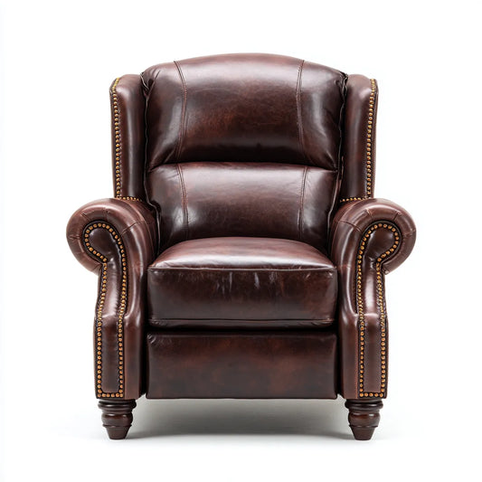 Fauteuil club marron 100 x 90 x 105 cm en cuir synthétique PU à accoudoirs roulés